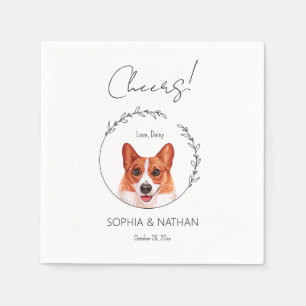 Enkla Corgi Hund Bröllop Cocktail Servetter