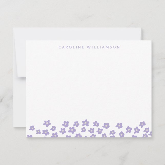 Enkla Cute Ditsy Flowers i Lilac-Personlig Anteckningskort (Framsida)