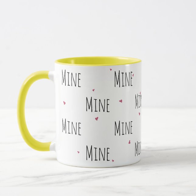 Enkla Cute Little-hjärtan + "Min" text | KÄRLEK Mugg (Vänster)