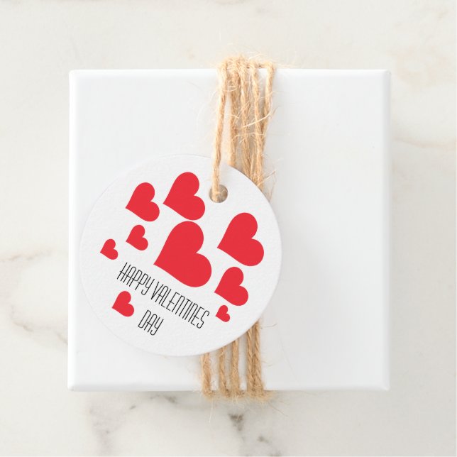 Enkla Cute Red Hearts på vita Alla hjärtans dag Gåvor Etiketter (På plats)