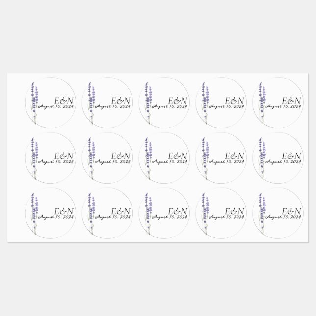 Enkla, delikata Fransk Lavender Wedding Stickers (Ark)