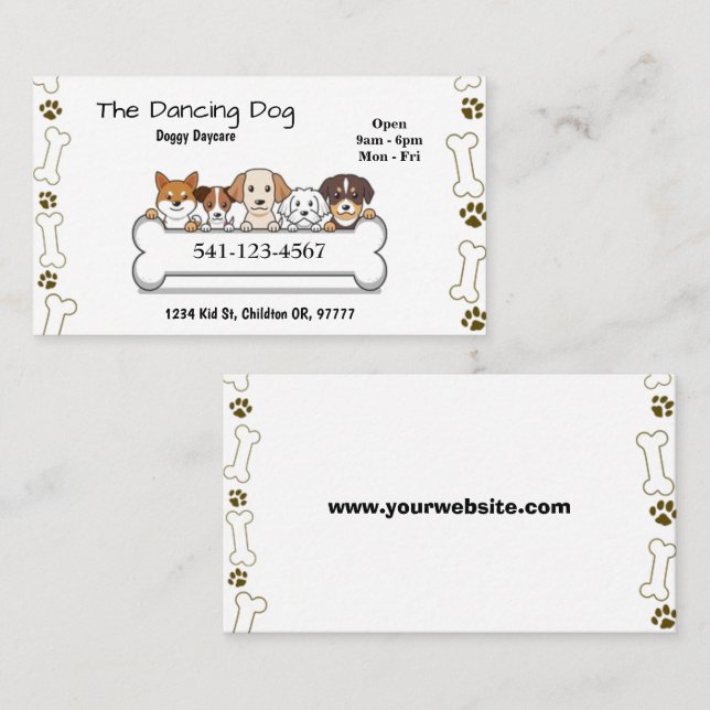 Enkla Doggy Daycare-Affärskort Visitkort (Fram/baksida)