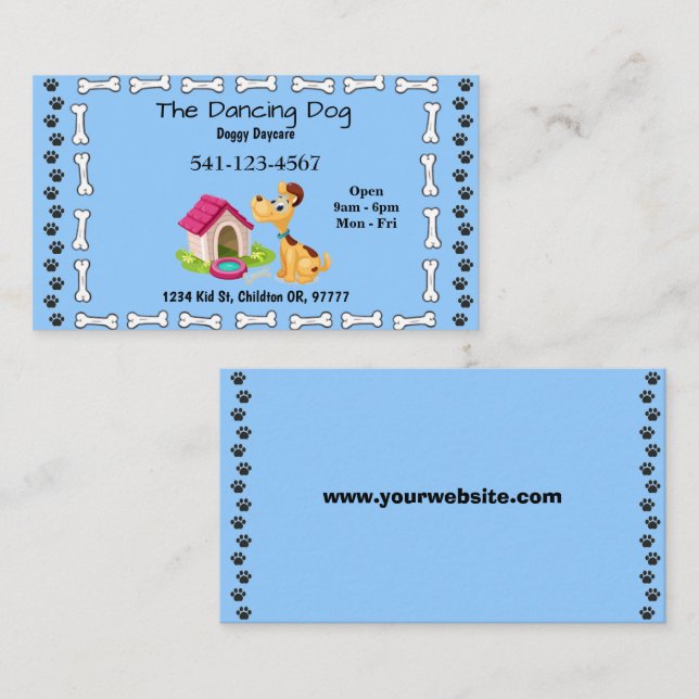 Enkla Doggy Daycare-Affärskort Visitkort (Fram/baksida)