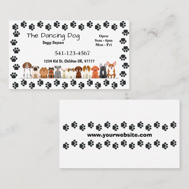 Enkla Doggy Daycare-Affärskort Visitkort (Fram/baksida)