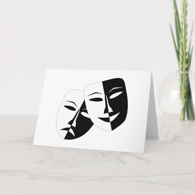 Enkla Drama Comedy-masker som fungerar Kort (Framsida)