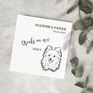 Enkla drickare på Me Cute Pommern Hund Bröllop Pappersservett