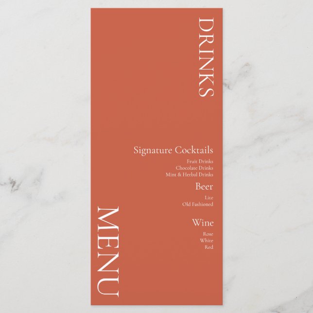 Enkla drinkar Cocktail Vin Bröllop  Terrakotta  Meny (Framsida)