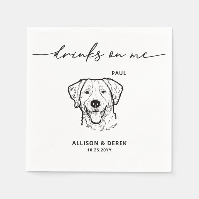 Enkla drycker på Me Hund Bröllop Pappersservett (Framsidan)