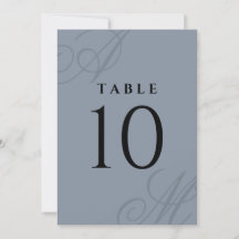 Enkla Dusty Blue Elegant Monogram-Bordsnummer
