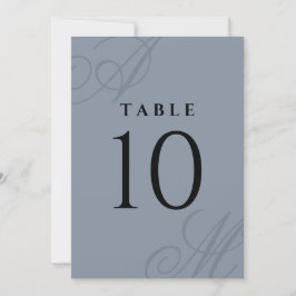 Enkla Dusty Blue Elegant Monogram-Bordsnummer