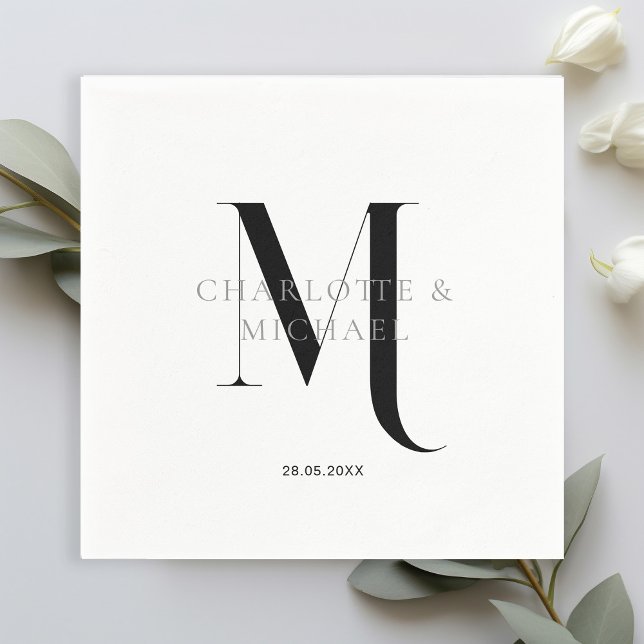 Enkla, elegant, bröllop-blöjor i monogram pappersservett (Customer specific, simple, elegant, royal, monogram wedding napkins.)