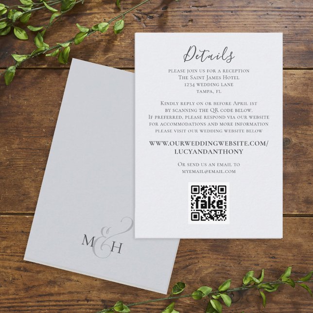 Enkla Eleganta Blommotiv Detaljer QR-kod Tilläggskort (Skapare uppladdad)