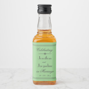 Enkla Eleganta Bröllopsnamn Mjuk Mintgrön Mini Spritflaskor Etikett