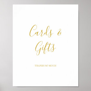 Enkla Eleganta Guld Kort och Present Skylt