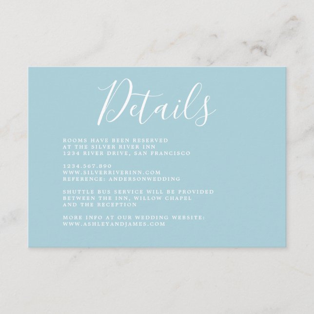 Enkla Eleganta Kalligrafiska Bröllopsdetaljer Tilläggskort (Framsida)