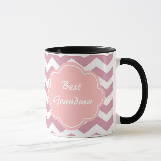 enkla, eleganta, moderna rosa chevron sicksack mugg (Höger)
