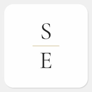 Enkla Eleganta Monogram Initialer Bröllop Fyrkantigt Klistermärke
