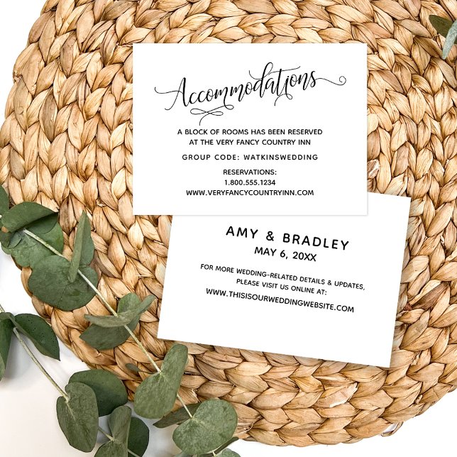 Enkla, Eleganta Svarta Vita Bröllopsboenden Tilläggskort (Skapare uppladdad)