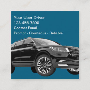 Enkla Eleganta Uber Chaufför Taxi Affärskort Fyrkantigt Visitkort