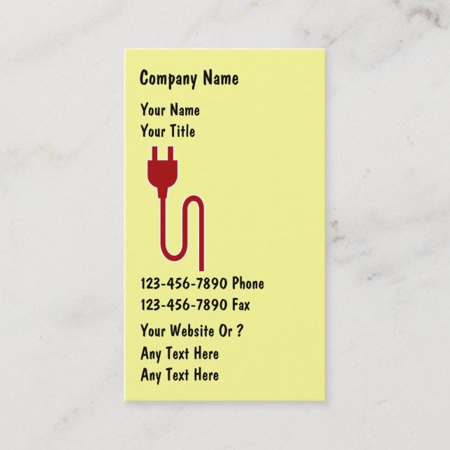 Enkla elektrikervisitkortar visitkort (Framsida)