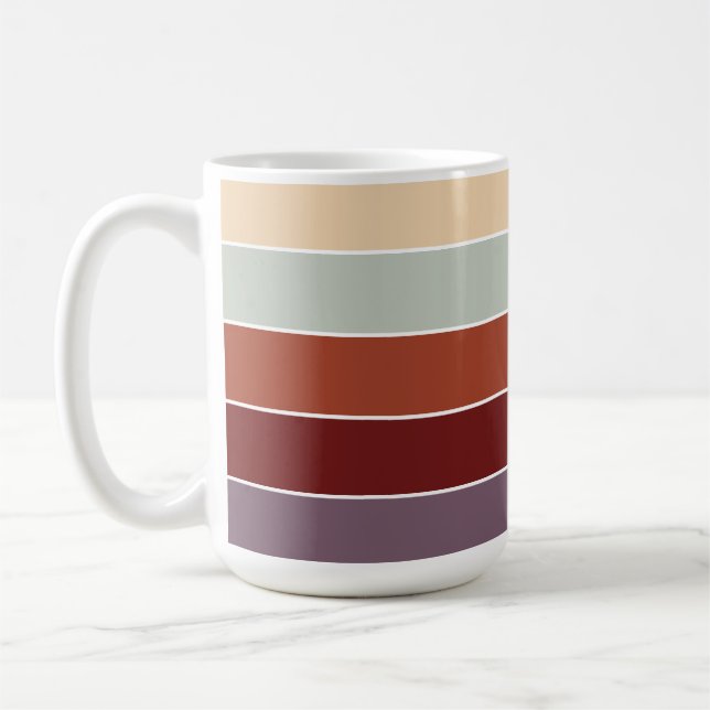 Enkla enfärgade ränder varma höstfärger kaffemugg (Vänster)