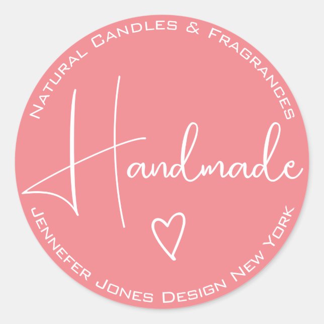 Enkla etiketter för kalligrafi, Girly Rosa Handmad (Framsida)