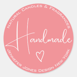Enkla etiketter för kalligrafi, Girly Rosa Handmad