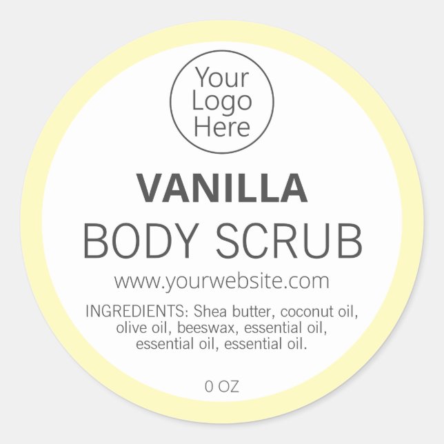 Enkla etiketter för Pastel Gult Gräns Vanilla Logo (Framsida)