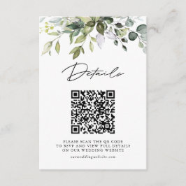 Enkla Eukalyptusblad QR-kod Bröllopsdetaljer Tilläggskort