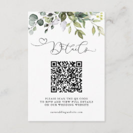 Enkla Eukalyptusblad QR-kod Bröllopsdetaljer Tilläggskort