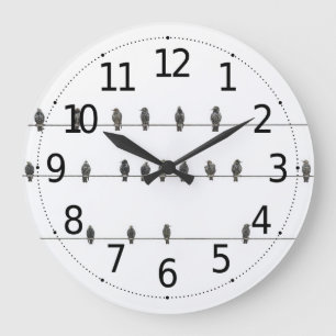 Enkla fåglar på handritad bild av trådar stor klocka