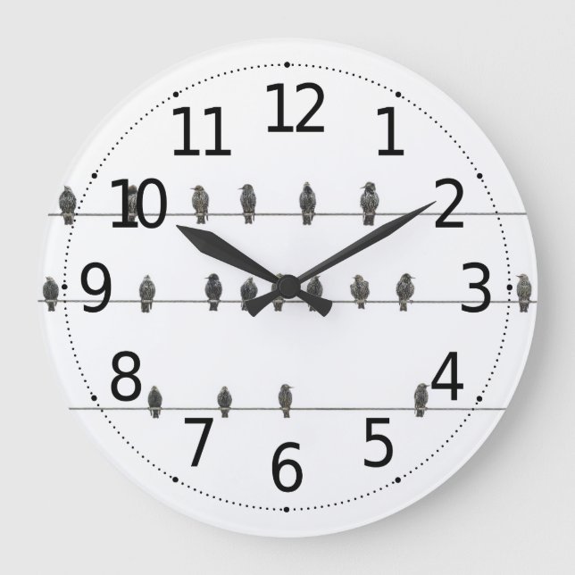 Enkla fåglar på handritad bild av trådar stor klocka (Framsida)