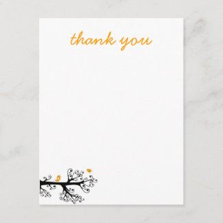 Enkla fåglar på trädgren tackar dig tack kort