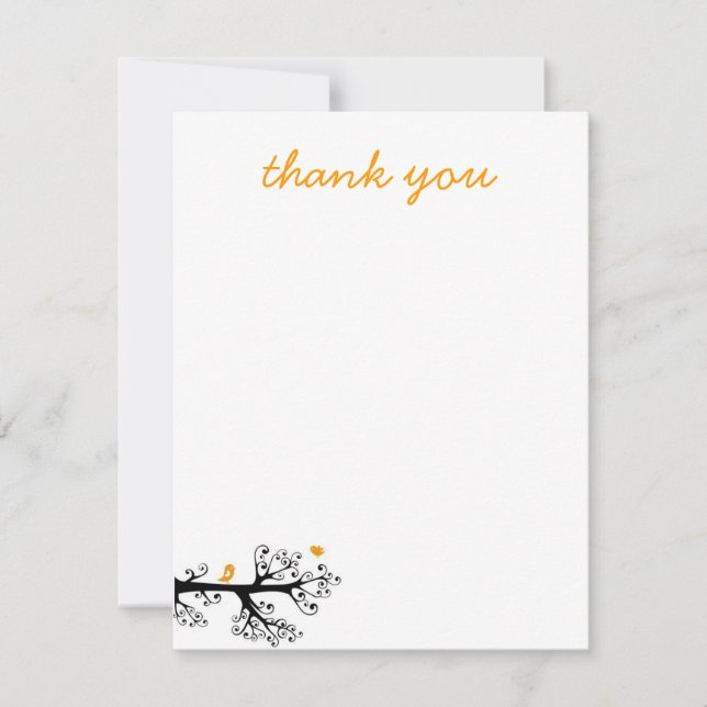 Enkla fåglar på trädgren tackar dig tack kort (Framsida)