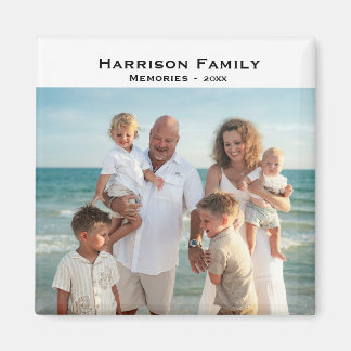 Enkla Familjefoto Minnen År Fyrkant Magnet