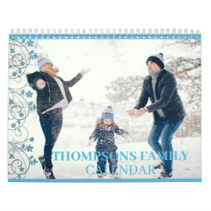 Enkla färgade foto-klassiska Scrollsar i familjen Kalender