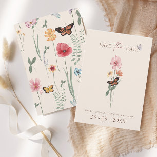 Enkla färgglada vilda blommor bröllop spara datumet