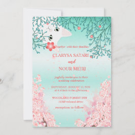 Enkla färglösa kattblommor bröllop inbjudningar