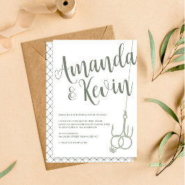 Enkla fiskkrok bröllopsringar Sage Moss Grön Inbjudningar