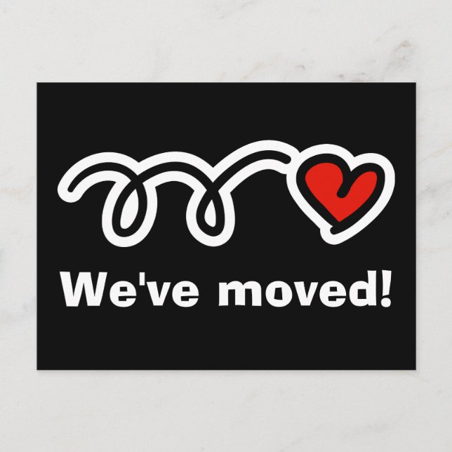 Enkla flyttkort med söt hjärtdesign meddelande vykort (Framsida)