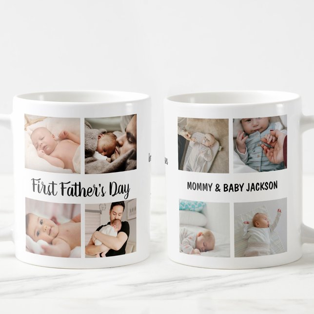 Enkla första fars dag anpassade 8 bilder kaffemugg (Skapare uppladdad)