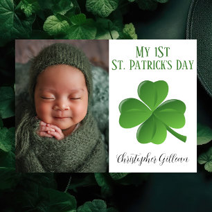 Enkla första St. Patricks dag baby foto Shamrocks Julkort