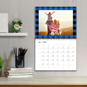 Enkla fotomånader - färgfull buffelkontroll Mönste Kalender
