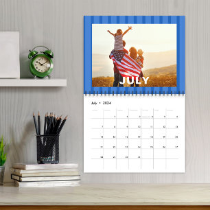 Enkla fotomånadsfärgade, vita Rand Kalender