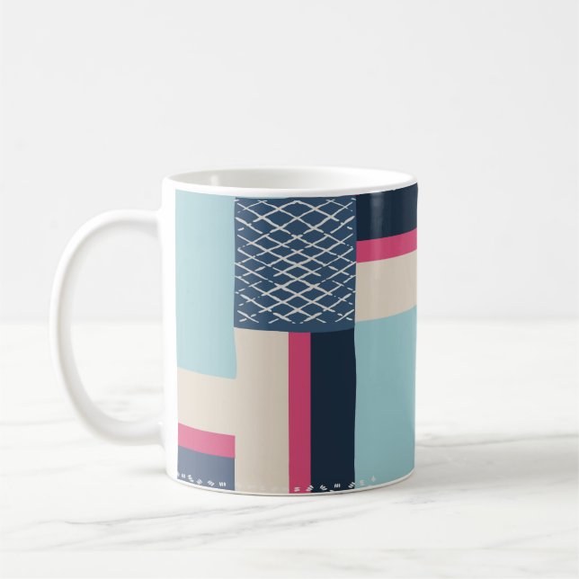 Enkla geometriska penseldrag: Färg-block Kaffemugg (Vänster)