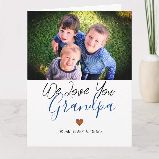 enkla Glad fadersdag, farfar två foto   Kort (Framsida)