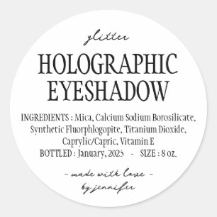 Enkla Glitter Holografiska Ögonskugga Ingredienser Runt Klistermärke
