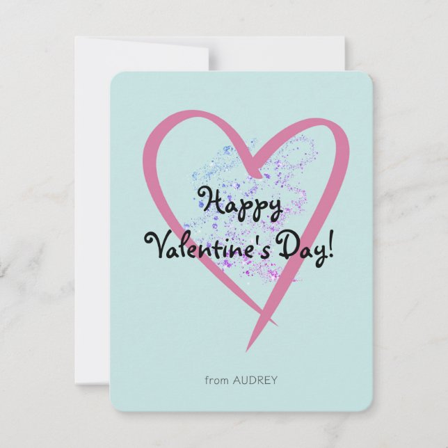 Enkla glitter klassrumsvalentin dagshälsningar anteckningskort (Framsida)