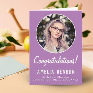 Enkla Grattis Examensfoto Examen Kort