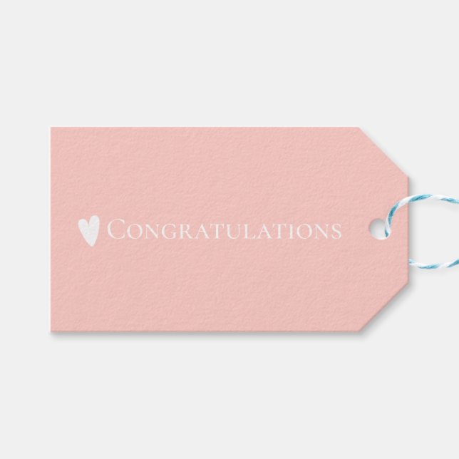 Enkla Grattisar för minimal pastellRosa Presentetikett (Framsidan (Horisontell))